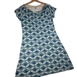Title Nine Womens Blue Green Geometric Cowl Neck Supplex Athletic Dress Medium